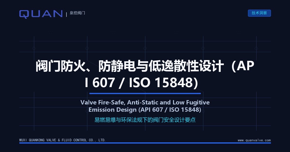 Valve Fire-Safe, Anti-Static and Low Fugitive Emission Design (API 607 / ISO 15848)